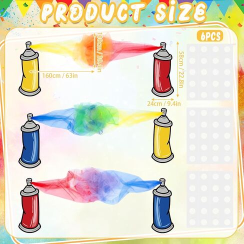 Marspark 15 Pcs Art Party Decorations Kit Painting Splatter Birthday Party Decorations 3D Large Cardboard Spray Paint Can with Colorful Tulle Mesh for Back to School Art Classroom Graduation Decor in Kuwait
