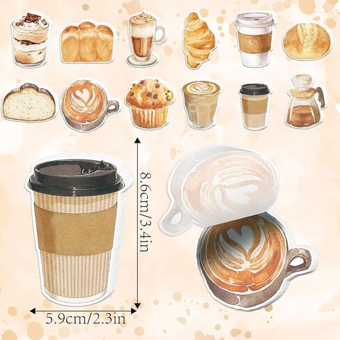12 Pads Coffee Bread Sticky Notes Set, Self-Adhesive Watercolor Coffee & Bakery Themed Memo Pads, 240 Sheets 12 Designs Latte Croissant Muffin Pour Over Coffee Bread for Office School Note Taking in Kuwait