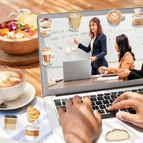 12 Pads Coffee Bread Sticky Notes Set, Self-Adhesive Watercolor Coffee & Bakery Themed Memo Pads, 240 Sheets 12 Designs Latte Croissant Muffin Pour Over Coffee Bread for Office School Note Taking in Kuwait