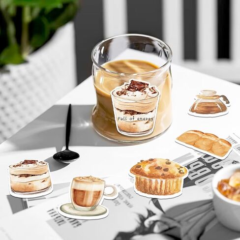 12 Pads Coffee Bread Sticky Notes Set, Self-Adhesive Watercolor Coffee & Bakery Themed Memo Pads, 240 Sheets 12 Designs Latte Croissant Muffin Pour Over Coffee Bread for Office School Note Taking in Kuwait
