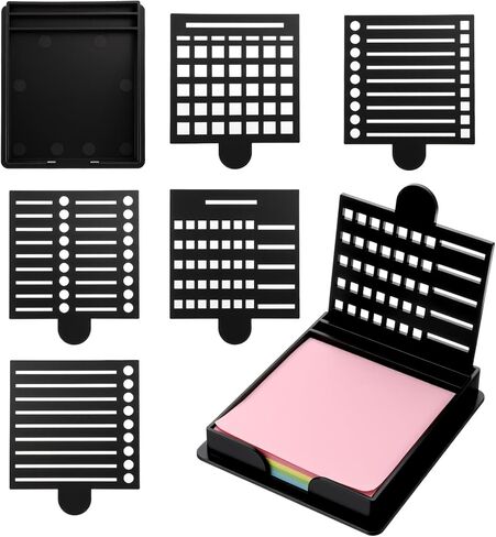 Sticky Note Stencil, Sticky Note Holder for Desk Reusable Template for 3x3 Inch Notes, to-Do Lists, Home and Office Organization, Versatile Notes Dispenser with 5 Templates (Black) in Saudi Arabia