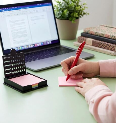 Sticky Note Stencil, Sticky Note Holder for Desk Reusable Template for 3x3 Inch Notes, to-Do Lists, Home and Office Organization, Versatile Notes Dispenser with 5 Templates (Black) in Saudi Arabia