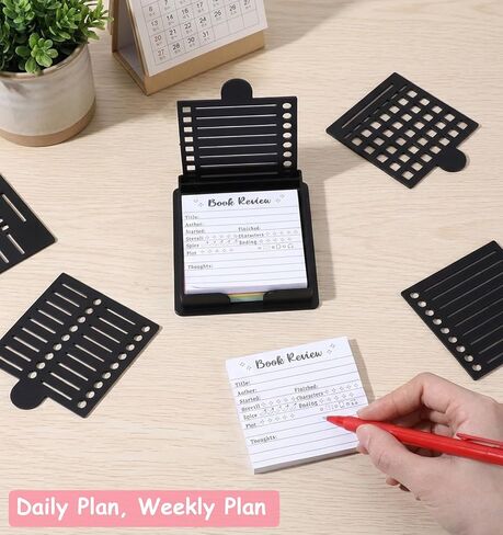 Sticky Note Stencil, Sticky Note Holder for Desk Reusable Template for 3x3 Inch Notes, to-Do Lists, Home and Office Organization, Versatile Notes Dispenser with 5 Templates (Black) in Saudi Arabia