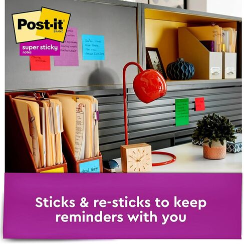 ورق ملاحظات فائق اللصق من Post-it، 3x3 بوصة، 15 وسادة، 2X قوة الالتصاق، مجموعة Summer Joy، ألوان متنوعة (654-15SSJOY) in Kuwait