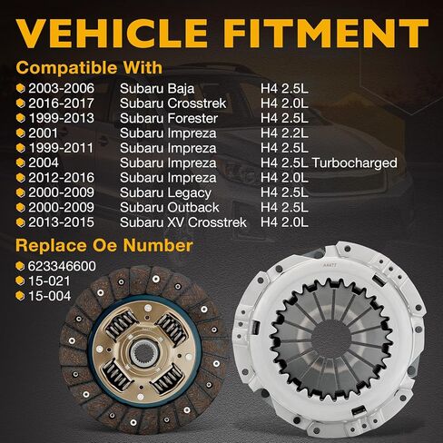 Gledewen Transmission Clutch Kit Set Compatible with Subaru Outback 00-09, 99-13 Forester, 99-16 Impreza, 16-17 Crosstrek, 03-06 Baja, 00-09 Legacy, 13-15 XV Crosstrek Replaces 15-021 15-004 623346600 in Kuwait