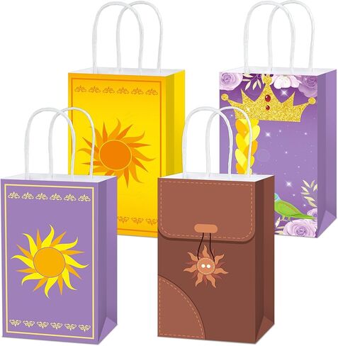 24Pcs Purple Sun Party Favor Bags Purple Princess Birthday Decorations Princess Paper Gift Bags with Handles Sun Theme Goodie Candy Treat Bag for Boy Girl Birthday Baby Shower Wedding Party Supplies in Saudi Arabia
