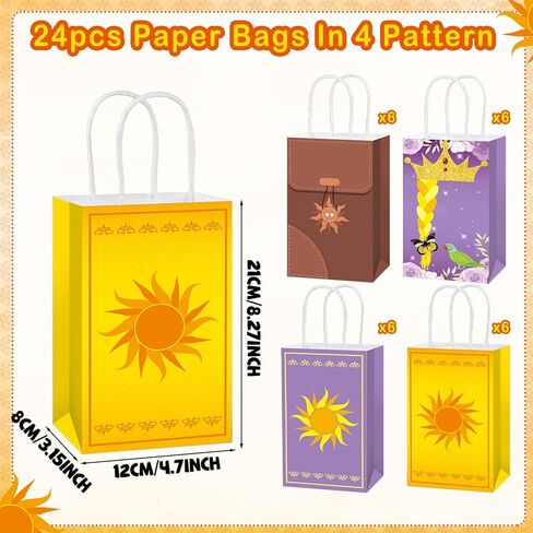 24Pcs Purple Sun Party Favor Bags Purple Princess Birthday Decorations Princess Paper Gift Bags with Handles Sun Theme Goodie Candy Treat Bag for Boy Girl Birthday Baby Shower Wedding Party Supplies in Saudi Arabia