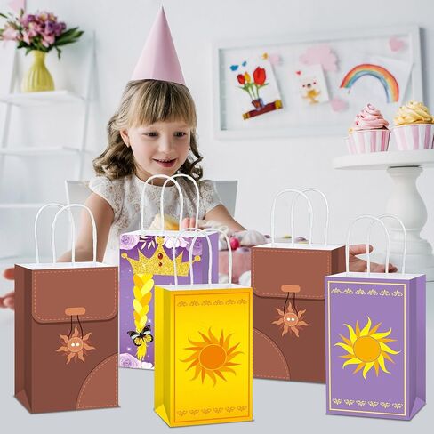 24Pcs Purple Sun Party Favor Bags Purple Princess Birthday Decorations Princess Paper Gift Bags with Handles Sun Theme Goodie Candy Treat Bag for Boy Girl Birthday Baby Shower Wedding Party Supplies in Saudi Arabia
