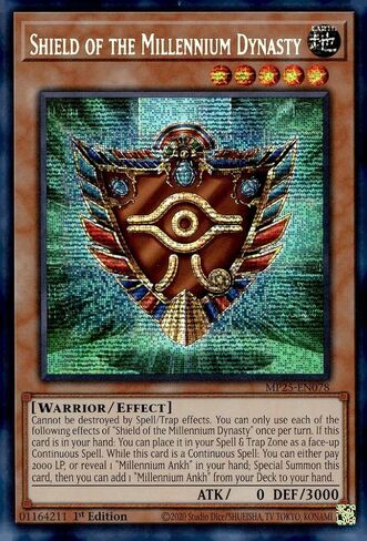 Shield of The Millennium Dynasty - MP25-EN078 - Prismatic Secret Rare - 1st Edition in Kuwait