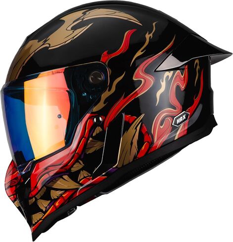 HAX Full Face Motorcycle Helmet for Adult Men and Women, DOT & ECE 22.06 Certified - Powersports Advanced Ventilation Motocross Helmet for Motorbike Street Bike in Saudi Arabia