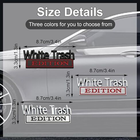 3 قطع شعار White Trash Edition، شعار سيارة White Trash Edition للجانب، حاجز السيارة، غطاء المصد، الباب الخلفي in Kuwait
