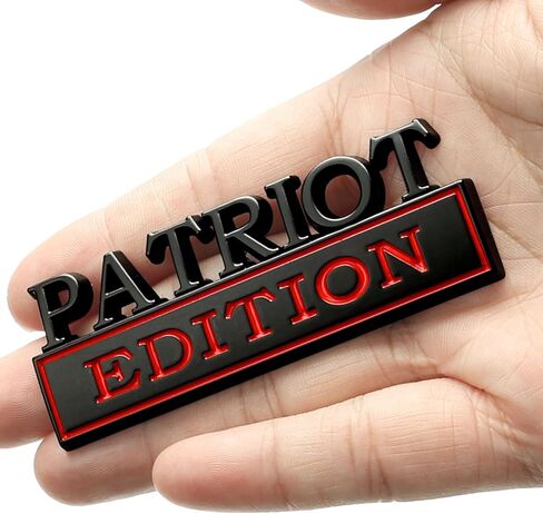 Patriot Edition Car Emblem with 2 Adhesives, 3D Badge Decal for Trucks, Metal Stickers Replacement Compatible with Universal Vehicle, Veteran Gifts for Men (Black & Red) in Saudi Arabia