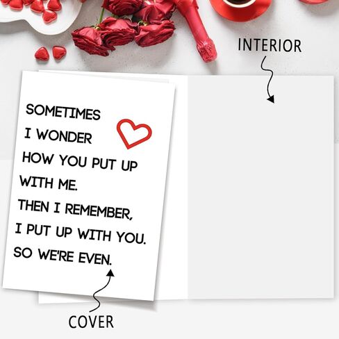 Ziwenhu Happy Valentines Day Gifts for Him Her, Humorous Mens Birthday Vday Wedding Anniversary Card, Sometimes I Wonder How You Put Up With Me… in Saudi Arabia