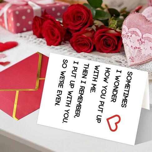 Ziwenhu Happy Valentines Day Gifts for Him Her, Humorous Mens Birthday Vday Wedding Anniversary Card, Sometimes I Wonder How You Put Up With Me… in Saudi Arabia
