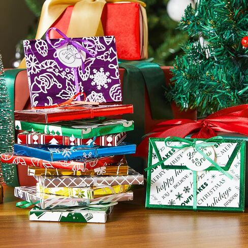 JOYIN 36PCS Christmas Fancy Foil Gift Card Holder Boxes with Ribbon, 4.5" x 3.25" x 0.4" Money Cash Envelopes Card Box for Gift Giving, Xmas Party Birthday Present Wrapping Decor, 12 Designs, 6 Colors in Saudi Arabia