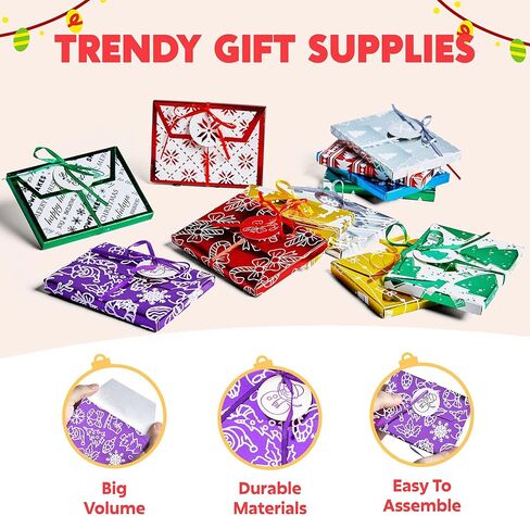 JOYIN 36PCS Christmas Fancy Foil Gift Card Holder Boxes with Ribbon, 4.5" x 3.25" x 0.4" Money Cash Envelopes Card Box for Gift Giving, Xmas Party Birthday Present Wrapping Decor, 12 Designs, 6 Colors in Saudi Arabia