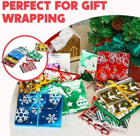 JOYIN 36PCS Christmas Fancy Foil Gift Card Holder Boxes with Ribbon, 4.5" x 3.25" x 0.4" Money Cash Envelopes Card Box for Gift Giving, Xmas Party Birthday Present Wrapping Decor, 12 Designs, 6 Colors in Saudi Arabia