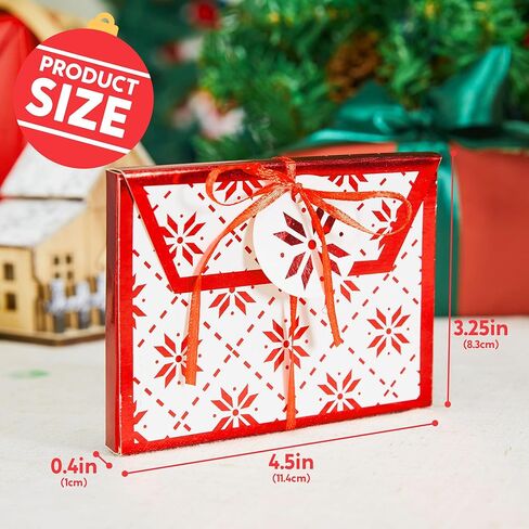 JOYIN 36PCS Christmas Fancy Foil Gift Card Holder Boxes with Ribbon, 4.5" x 3.25" x 0.4" Money Cash Envelopes Card Box for Gift Giving, Xmas Party Birthday Present Wrapping Decor, 12 Designs, 6 Colors in Saudi Arabia