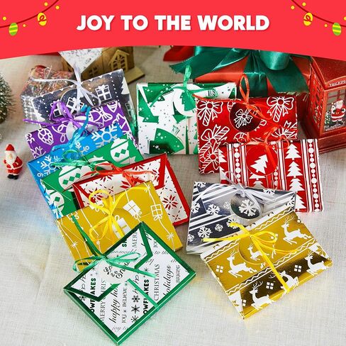JOYIN 36PCS Christmas Fancy Foil Gift Card Holder Boxes with Ribbon, 4.5" x 3.25" x 0.4" Money Cash Envelopes Card Box for Gift Giving, Xmas Party Birthday Present Wrapping Decor, 12 Designs, 6 Colors in Saudi Arabia