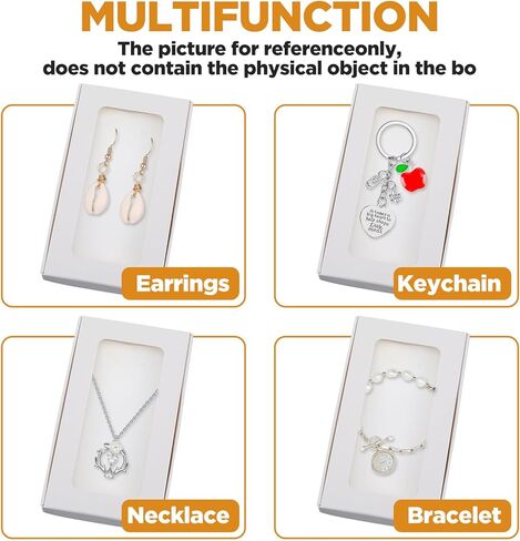 50 Pcs Jewelry Packaging Boxes 5.4"x3.4"x0.7" Paper Necklace Gift Box Bulk with Clear Window 50 Display Card 60 Sticker for Displaying Necklaces Rings Bracelets Earrings(White) in Saudi Arabia