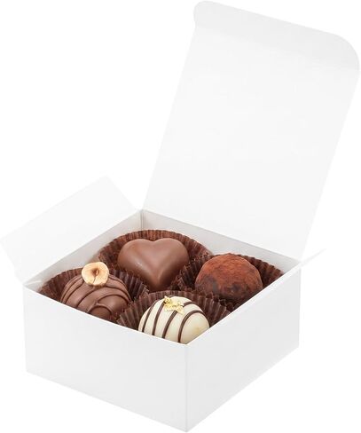 Sunnda 40 Pack 4x4x2 White Small Gift Boxes - Food Grade Cardboard Treat Boxes for Candy, Fudge, Cookies - Small Square Boxes for Ornaments, Jewelry Trinkets, Party Favors, Small Business Packaging in Kuwait