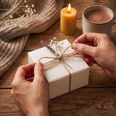 Sunnda 40 Pack 4x4x2 White Small Gift Boxes - Food Grade Cardboard Treat Boxes for Candy, Fudge, Cookies - Small Square Boxes for Ornaments, Jewelry Trinkets, Party Favors, Small Business Packaging in Kuwait