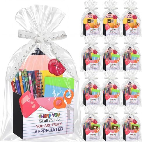 Eaasty 6 Pack Teacher Appreciation Gifts Bulk, Thank You Teacher Gift Boxes with Ribbon Cards, Foldable Pencil Design Paper Basket for End of Year Party Decorations (Pencil) in Kuwait
