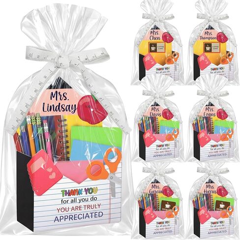 Eaasty 6 Pack Teacher Appreciation Gifts Bulk, Thank You Teacher Gift Boxes with Ribbon Cards, Foldable Pencil Design Paper Basket for End of Year Party Decorations (Pencil) in Kuwait