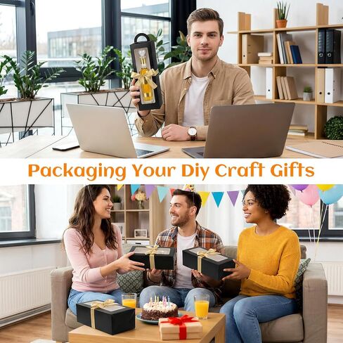 Xaajooio 24 Pcs Tumbler Gift Box with Handle and Ribbon, Sublimation Ready Clear Window Packaging for 12oz 16oz 20oz 30oz Glasses, Wedding Mother's Day Present, Black in Saudi Arabia
