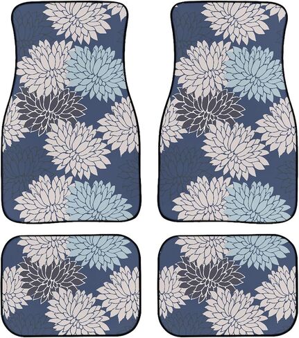 Botanical Floral Plant Pattern Car Floor Mats 4Pcs White Peonies Trees in Chinoiserie Style Floor Mats for Cars Custom Front Rear Vehicle Rugs Universal Auto Accessories for Trucks Sedans in Saudi Arabia