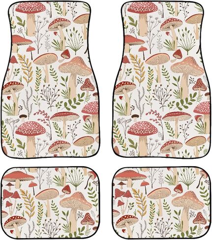 Botanical Floral Plant Pattern Car Floor Mats 4Pcs White Peonies Trees in Chinoiserie Style Floor Mats for Cars Custom Front Rear Vehicle Rugs Universal Auto Accessories for Trucks Sedans in Saudi Arabia