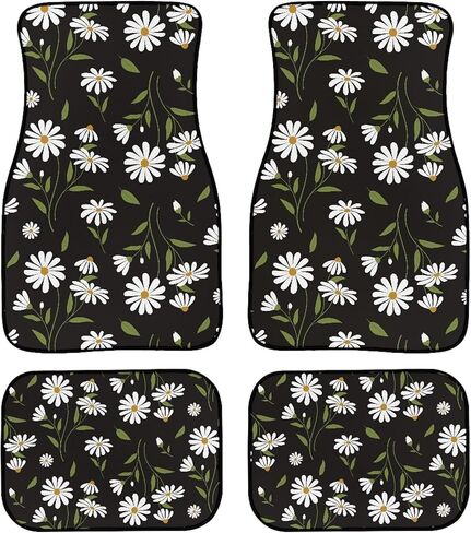 Botanical Floral Plant Pattern Car Floor Mats 4Pcs White Peonies Trees in Chinoiserie Style Floor Mats for Cars Custom Front Rear Vehicle Rugs Universal Auto Accessories for Trucks Sedans in Saudi Arabia