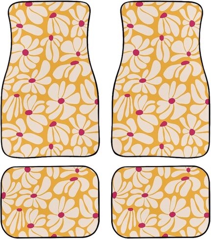 Botanical Floral Plant Pattern Car Floor Mats 4Pcs White Peonies Trees in Chinoiserie Style Floor Mats for Cars Custom Front Rear Vehicle Rugs Universal Auto Accessories for Trucks Sedans in Saudi Arabia