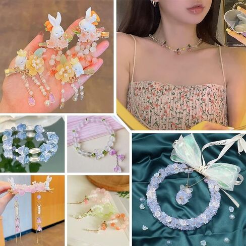 200pcs Bellflower Glass Beads, Mixed Colours Glass Flower Beads for Jewelry Making, Cute Bead with Colour Gradient Bellflowers Crystal Beads DIY Craft Accessories for Bracelets Necklaces Earrings in Saudi Arabia