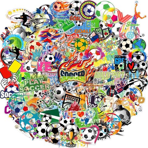 200PCS Soccer Stickers Pack – Transparent Waterproof Stickers for Kids, Water Bottles Scrapbooking Laptop - Soccer Party Favors for Kids Teens Team, Christmas Goodie Bag Stuffers for Boys Girls in Saudi Arabia