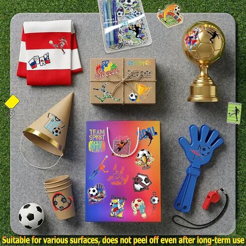 200PCS Soccer Stickers Pack – Transparent Waterproof Stickers for Kids, Water Bottles Scrapbooking Laptop - Soccer Party Favors for Kids Teens Team, Christmas Goodie Bag Stuffers for Boys Girls in Saudi Arabia
