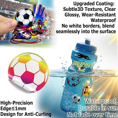 200PCS Soccer Stickers Pack – Transparent Waterproof Stickers for Kids, Water Bottles Scrapbooking Laptop - Soccer Party Favors for Kids Teens Team, Christmas Goodie Bag Stuffers for Boys Girls in Saudi Arabia