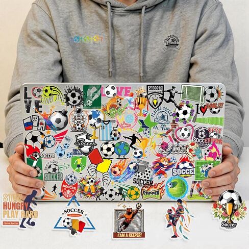 200PCS Soccer Stickers Pack – Transparent Waterproof Stickers for Kids, Water Bottles Scrapbooking Laptop - Soccer Party Favors for Kids Teens Team, Christmas Goodie Bag Stuffers for Boys Girls in Saudi Arabia