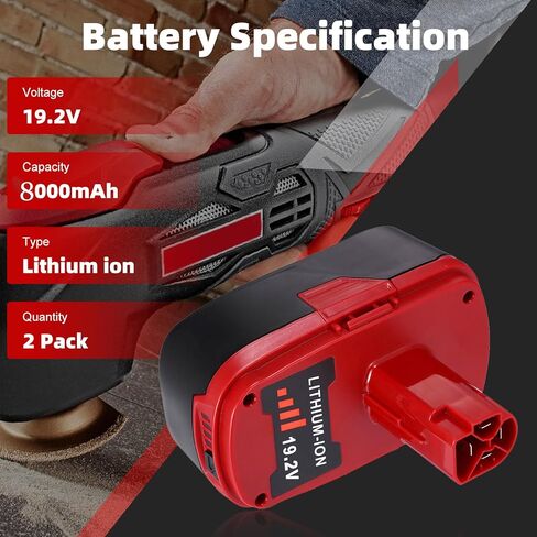 Upgraded 2 Pack 6000mAh 19.2V C3 Replacement Battery Compatible with Craftsman 19.2 Volt Battery Lithium-ion DieHard 315.115410 315.11485 130279005 1323903 120235021 11375 11376 Cordless Tools (Red) in Kuwait