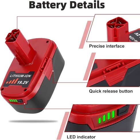 Upgraded 2 Pack 6000mAh 19.2V C3 Replacement Battery Compatible with Craftsman 19.2 Volt Battery Lithium-ion DieHard 315.115410 315.11485 130279005 1323903 120235021 11375 11376 Cordless Tools (Red) in Kuwait