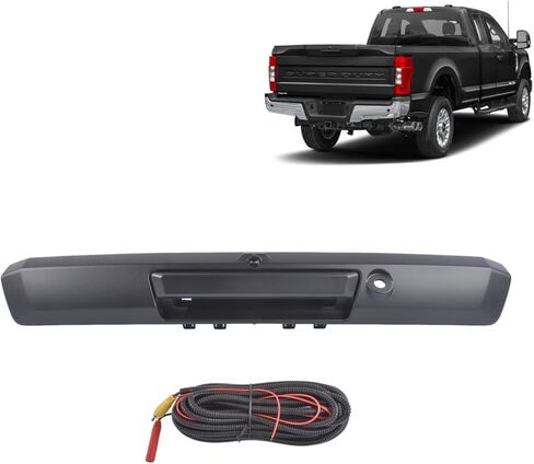 مقبض الباب الخلفي مع استبدال الكاميرا الاحتياطية للرؤية الخلفية لسيارة Ford F-250 F-350 F-450 Super Duty 2017-2022، بدون زر تحرير #HC3Z-9943400-NA HC3Z-9943400-NB Mixizap in Kuwait