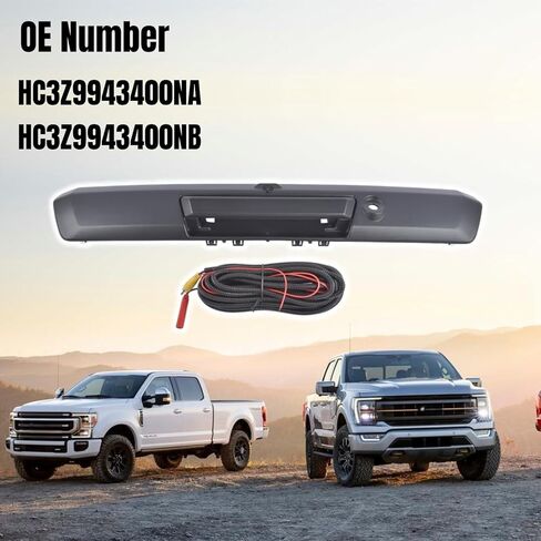 مقبض الباب الخلفي مع استبدال الكاميرا الاحتياطية للرؤية الخلفية لسيارة Ford F-250 F-350 F-450 Super Duty 2017-2022، بدون زر تحرير #HC3Z-9943400-NA HC3Z-9943400-NB Mixizap in Kuwait