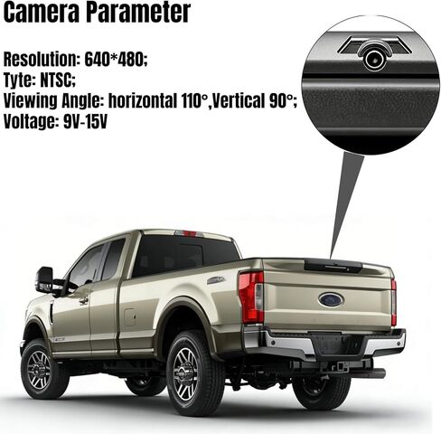 مقبض الباب الخلفي مع استبدال الكاميرا الاحتياطية للرؤية الخلفية لسيارة Ford F-250 F-350 F-450 Super Duty 2017-2022، بدون زر تحرير #HC3Z-9943400-NA HC3Z-9943400-NB Mixizap in Kuwait
