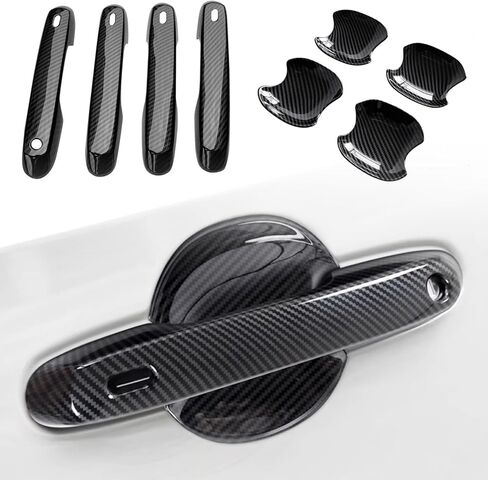 HIGH FLYING Car Exterior Accessories for Toyota Grand Highlander, Lexus GX550 2024 2025 2026 Side Door Handle+Bowl Overlays Cover Trim 8pcs ABS (Carbon Fiber) in Kuwait