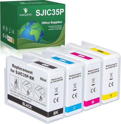 خرطوشة حبر SJIC35P معاد تصنيعها لاستبدال SJIC35P-BK SJIC35P-C SJIC35P-M SJIC35P-Y مع ColorWorks CW-C6000A C6500A C6000AU C6500AU C6000P C6500P C6000PU C6500PU طابعة ملصقات نفث الحبر الملونة in Kuwait