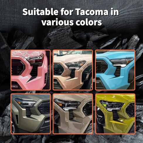 Custom Front Grille Patch & Fog Light Decals for 2024-2026 Toyota Tacoma 4th Gen - ABS Black Textured Trim Upgrade to Enhance Truck Style, Perfect Fit Grille Accessories in Saudi Arabia