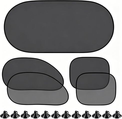 5 Pieces Car Window Shade Set, Complete Sun Shade Kit Include 4 Side Window Shades and 1 Rear Windshield Shade with 12 Suction Cups, UV Protection for Interior Heat Shield Universal for Cars in Saudi Arabia