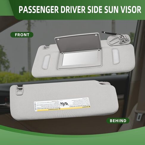 Pair Grey Sun Visor W/Light Passenger Driver Side Compatible with Suburban 1500 2500 Tahoe Sierra Yukon/XL Escalade 2007-2014 22850306 22850310 in Kuwait