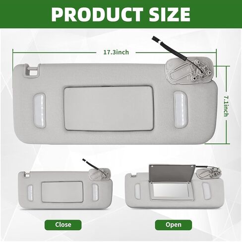Pair Grey Sun Visor W/Light Passenger Driver Side Compatible with Suburban 1500 2500 Tahoe Sierra Yukon/XL Escalade 2007-2014 22850306 22850310 in Kuwait