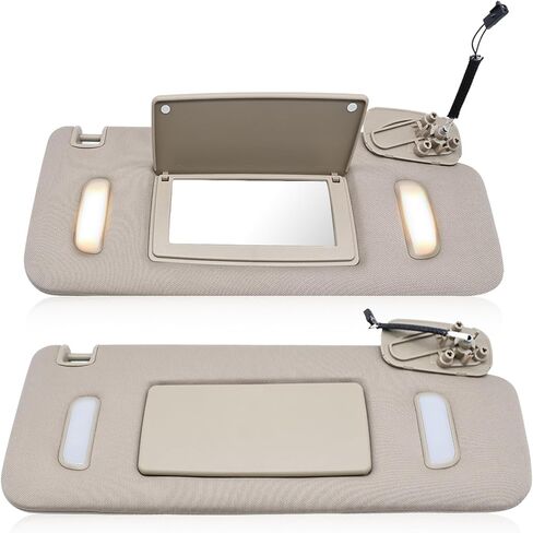 Pair Grey Sun Visor W/Light Passenger Driver Side Compatible with Suburban 1500 2500 Tahoe Sierra Yukon/XL Escalade 2007-2014 22850306 22850310 in Kuwait